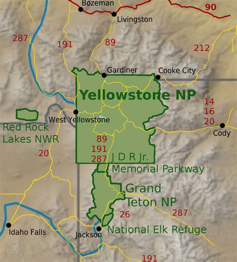 yellowstone nationalpark lage karte